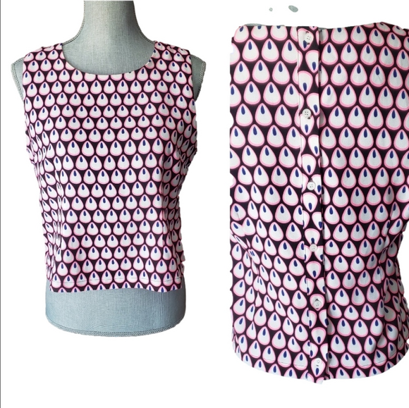 Workshop Republic Clothing Tops - Abstract Mod Print Workshop Sleeveless Back Button top